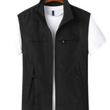 Men's vest with zip closure and stand-up collar