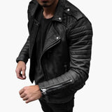 Men's Biker Jacket with Quilted Sleeves