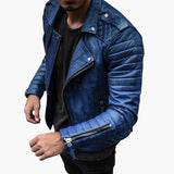 Men's Biker Jacket with Quilted Sleeves