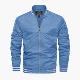 Bomber Jacket for Men with Ribbed Cuffs and Zipper Closure