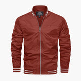 Bomber Jacket for Men with Ribbed Cuffs and Zipper Closure