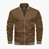 Bomber Jacket for Men with Ribbed Cuffs and Zipper Closure