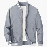 Bomber Jacket for Men with Ribbed Cuffs and Zipper Closure