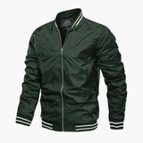 Bomber Jacket for Men with Ribbed Cuffs and Zipper Closure