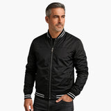 Bomber Jacket for Men with Ribbed Cuffs and Zipper Closure