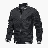 Bomber Jacket for Men with Ribbed Cuffs and Zipper Closure