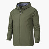 Men's Jacket with Adjustable Hood and Zipper Closure