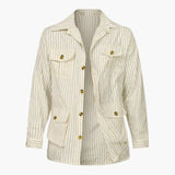 Men's Jacket with Vertical Stripes and Closure