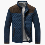 Quilted Jacket for Men with Stand-up Collar and Snap Button Closure