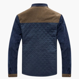 Quilted Jacket for Men with Stand-up Collar and Snap Button Closure