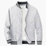Bomber Jacket for Men with Ribbed Cuffs and Zipper Closure