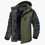 Men's outer jacket with hood and insulated lining