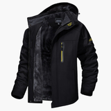Men's outer jacket with hood and insulated lining