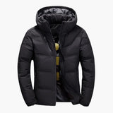 Men's winter jacket with hood and zippered pockets