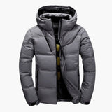 Men's winter jacket with hood and zippered pockets