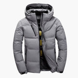 Men's winter jacket with hood and zippered pockets