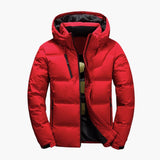 Men's winter jacket with hood and zippered pockets