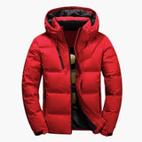 Men's winter jacket with hood and zippered pockets