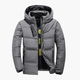 Men's winter jacket with hood and zippered pockets