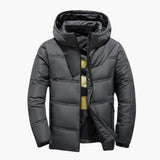 Men's winter jacket with hood and zippered pockets