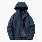 Unisex ski jacket with adjustable hood and front pockets