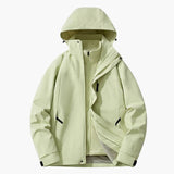 Unisex ski jacket with adjustable hood and front pockets