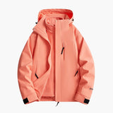 Unisex ski jacket with adjustable hood and front pockets