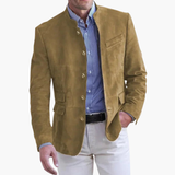 Elegant jacket with stand-up collar for men