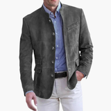 Elegant jacket with stand-up collar for men