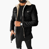 Men's denim jacket with sherpa collar