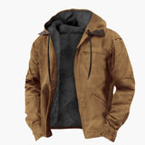 Men's hooded jacket with zipper closure