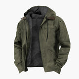 Men's hooded jacket with zipper closure