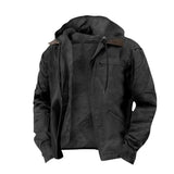 Men's hooded jacket with zipper closure
