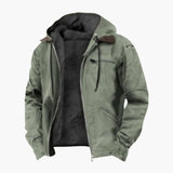 Men's hooded jacket with zipper closure