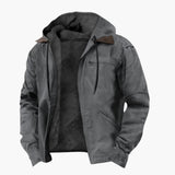 Men's hooded jacket with zipper closure