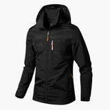 Men's hooded jacket with zip closure