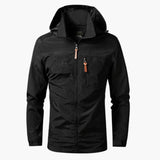 Men's hooded jacket with zip closure