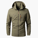 Men's hooded jacket with zip closure