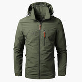 Men's hooded jacket with zip closure