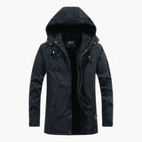 Men's hooded jacket with zip closure and fleece lining