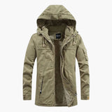 Men's hooded jacket with zip closure and fleece lining
