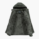 Men's hooded jacket with zip closure and fleece lining