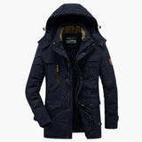Men's hooded jacket with zip closure and multiple pockets