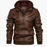 Men's hooded jacket with zippered pockets and long sleeves
