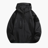 Men's jacket with hood and multiple pockets