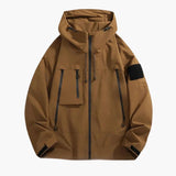 Men's jacket with hood and multiple pockets