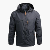 Men's jacket with hood and chest pocket