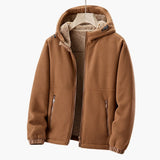 Men's zip-up hoodie jacket with sherpa lining