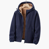 Men's zip-up hoodie jacket with sherpa lining