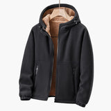 Men's zip-up hoodie jacket with sherpa lining